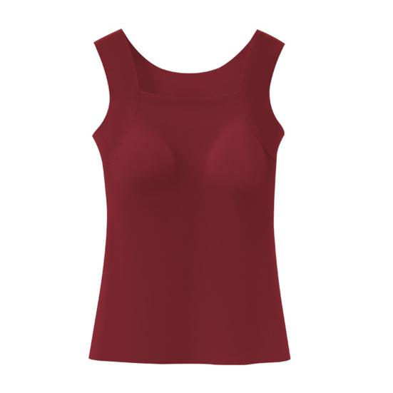 Women Bottom Bra U-Neck Sleeveless Super Soft Stretch Fabric Built-In Comfort Bra Wireless Padding Slim Fit Layering Tops