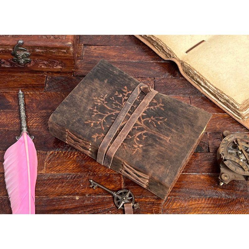 Ledertagebuch „Baum des Lebens“: Handgefertigtes Wicca-Grimoire, Buch der Schatten Himmlisches Lederjournal Zauberbuch Hexerei-Geschenk Hexenjournal