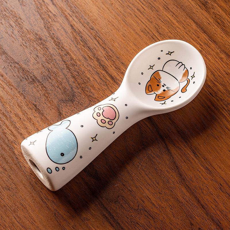 

Cartoon Ceramic Spoon Cute Creative Ice Cream Spoon High-end Aesthetic Design Rice Spoon Home Children s Dessert Spoons