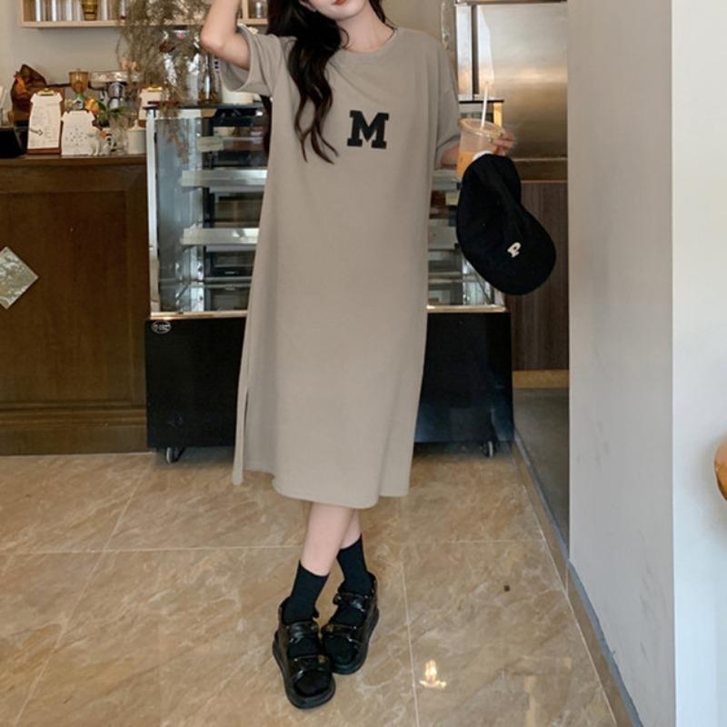 Women's Fashion Summer Spring 1/2 Sleeves O-Neck Loose Waistline Casual Dresses