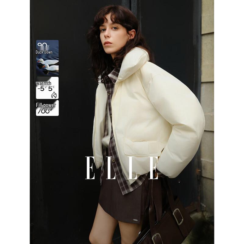 ELLE Faux Two-Piece Plaid Down Jacket L