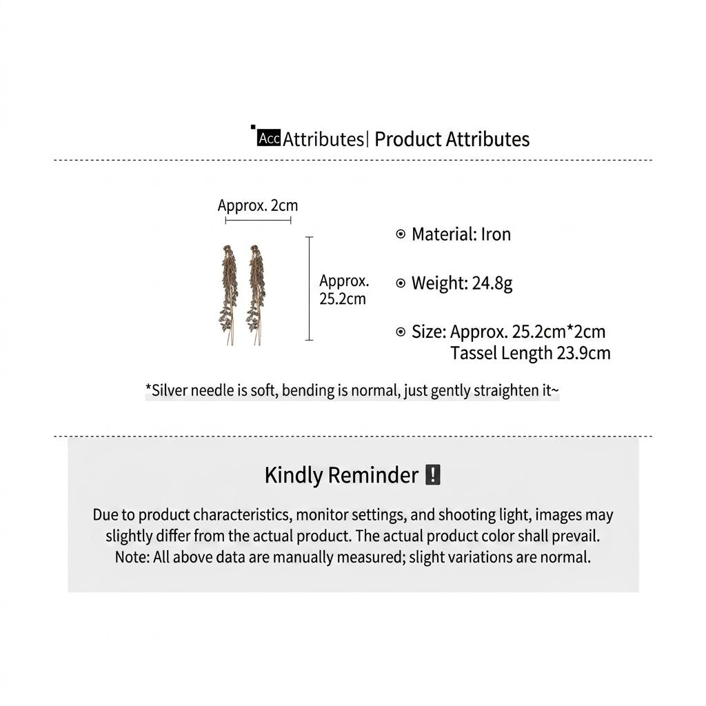 Wheat Tassel Dangle Earrings Electroplated Metallic Long Drop Earrings Wheat Leaf Earrings Glamorous For Formal Events Daily