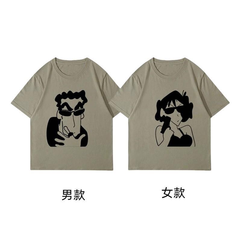 

Crayon Shin Chan Couple Cool Print Casual T Shirt Cute Anime Short Sleeve Tee Streetwear S