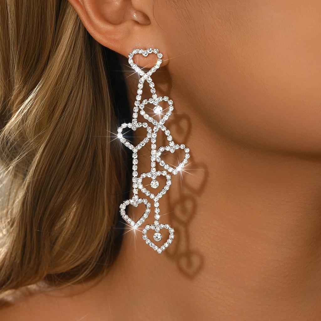 European and American cross-border Korean version creative tassel hollow heart earrings earrings earrings earrings