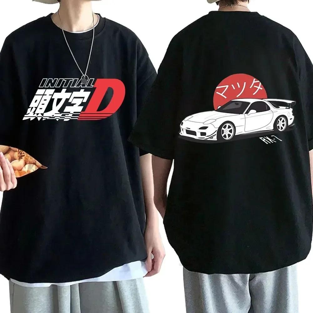 Anime Drift AE86 Initial D Oboustranné tričko s kulatým výstřihem a krátkým rukávem, letní, ležérní, unisex, R34 Skyline GTR JDM Manga trička
