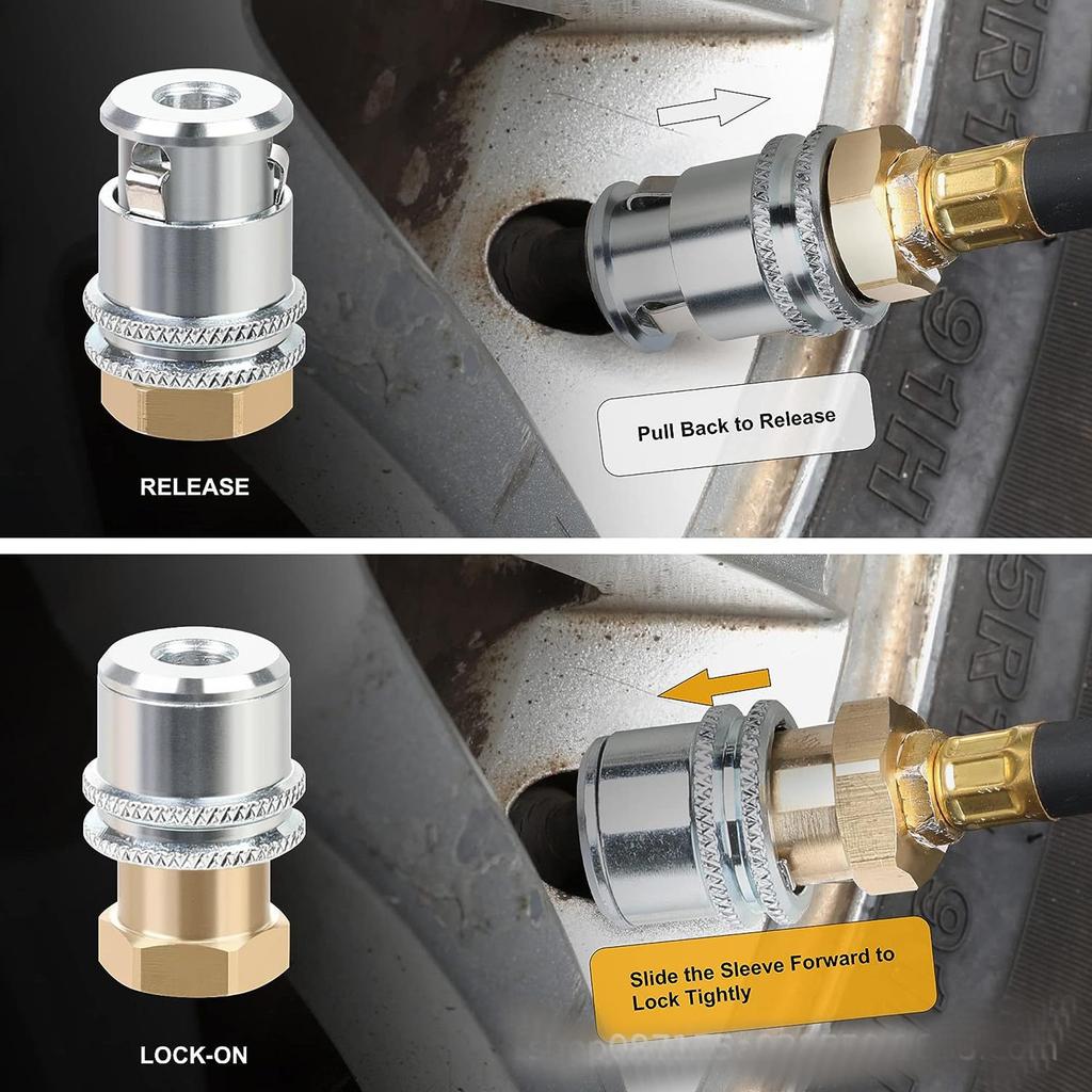 Brass Self Locking Tire Air Chuck Tire Inflator Clip Simple To Use Designed for Leak Proof Performance & Easy Operate