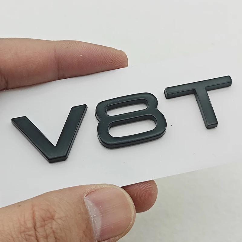 3D ABS Car Fender Side Emblem V6T V8T Logo Rear Trunk For 3TW2 S4 A4 B7 V6T Sticker A6 SQ7 Q8 R8 S8 RS8 V8T Badge Accessories 3TG2