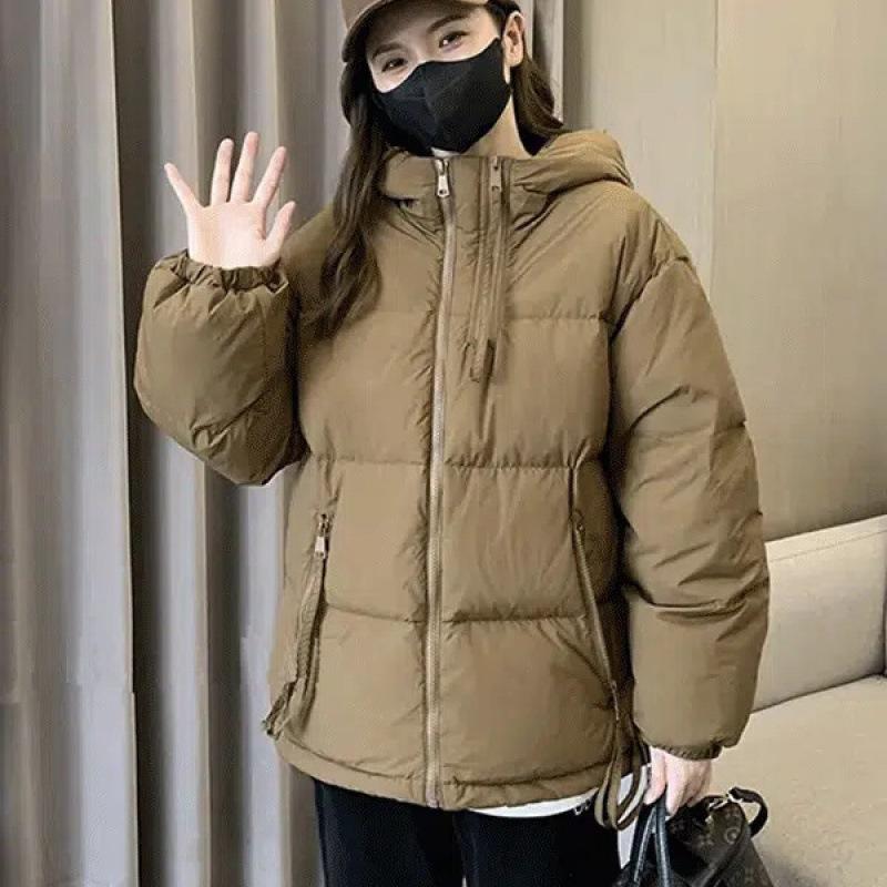 

Утепленная куртка женская короткая толстая утепленная куртка с капюшоном женская зимняя свободная куртка большого размера Утепленная куртка 4XL кофейный