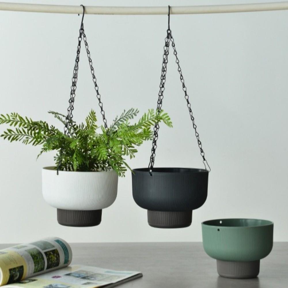 Drainage Self Watering Hanging Planters Chain Hooks Vertical Flowerpot  Indoor Plants