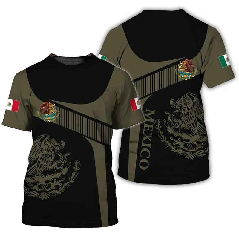 3D printed Mexican flag men's T-shirt  Mexican pattern T-shirt  Summer fashionable round-neck top  Good morning Koruku T-shirt