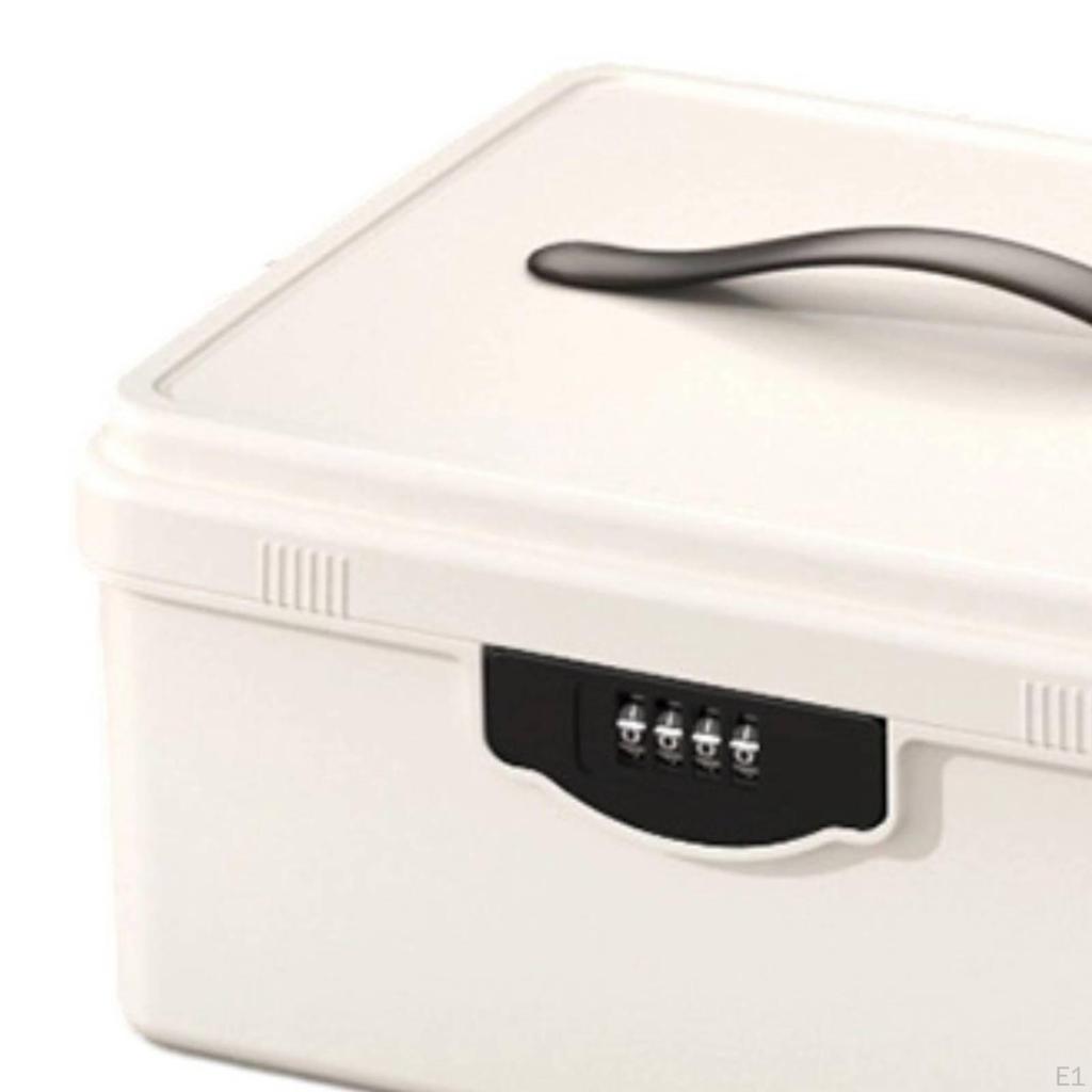 Lockable Storage Box Combination Lock Organizer Portable Bin with Carry Handle and