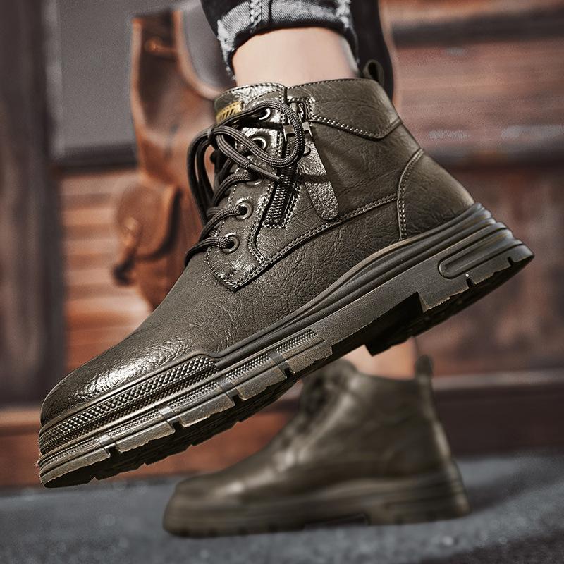 

Men s big-headed men s shoes Martin boots 2025 new autumn and winter warm and fleece non-slip outdoor sports boots 39 кофейный