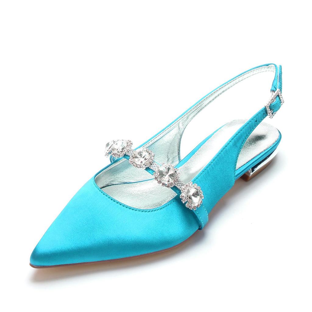 Pointed single shoes women's summer maternity shoes low heel four seasons large size women's shoes spring and autumn satin rhinestone single shoes