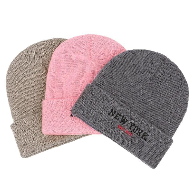 rkNewYo autumn and winter beanie hat letter embroidery versatile warm wool hat men's and women's knitted hat