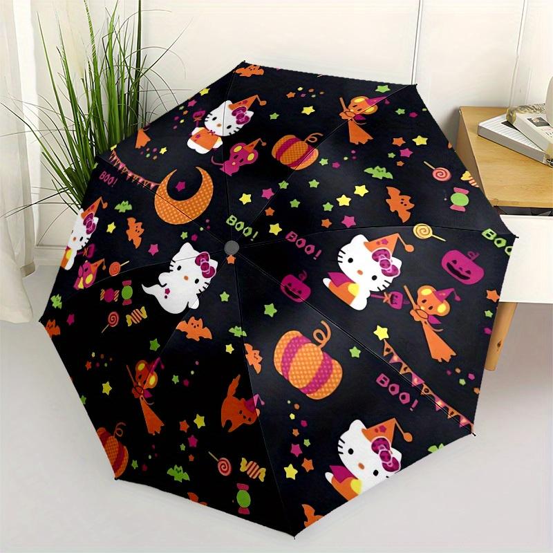 1pc Hello Kitty Halloween PatternUmbrella with Plastic Handle,Suitable for All Seasons Home Travel Outdoor UmbrellaSanlio237