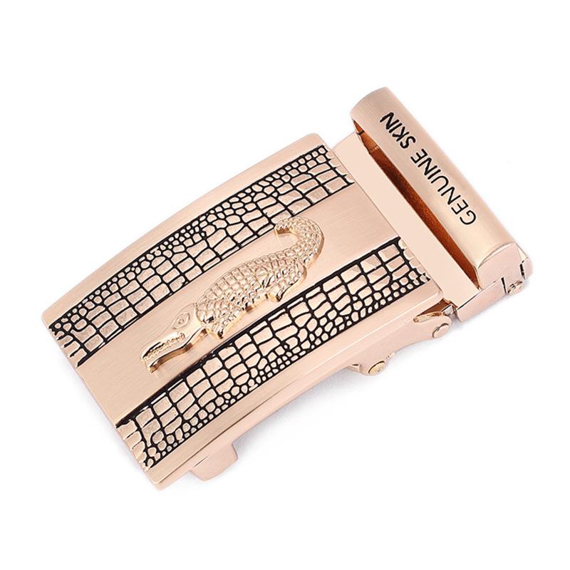 

Кожаный ремень, мужской ремень из крокодиловой кожи, беззубая автоматическая пряжка, без отверстия, беззубая пряжка, пряжка для ремня 3,8 золотой