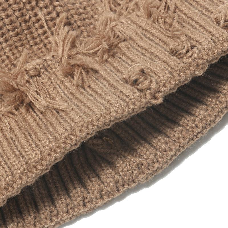 New autumn and winter hole-knitted wool hat female yuppie melon fur hat landlord hat Korean version versatile trendy men's and women's cold hat