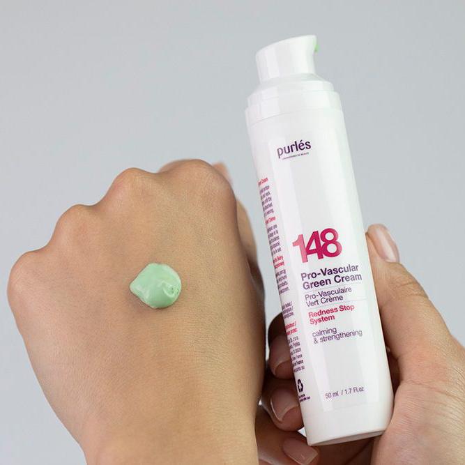 Purles 148 Green Cream for Vascular Skin Pro-vascular - Soothes Redness, Strengthens Blood Vessels, Calms Irritations - for Sensitive Skin 50 Ml