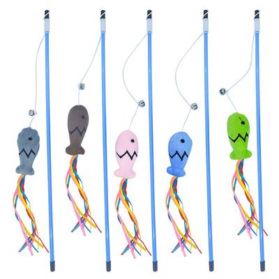 New Cat Toy Blue Rod Mint Ribbon Fish, Cat Toy Stick, Cat Crazy Toy Fish