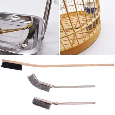 Birdcage Cleaning Brush Set of 3 Effective Stainless Steel Clean Brush Kits for Hamster Parrots Bird Cage Accessories