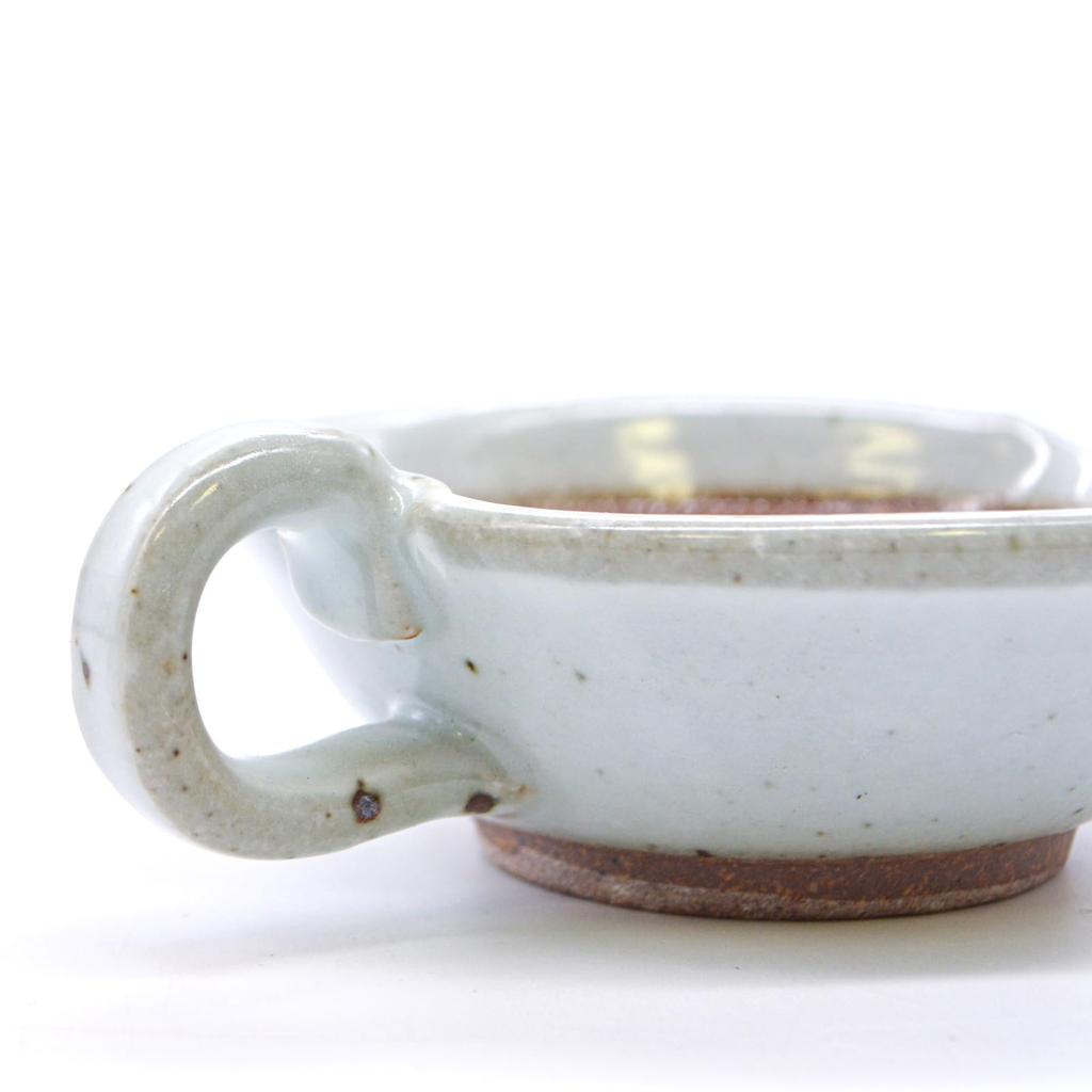 Mino Ware Katouen Mini Shallow 13cm with White Made in Product Mortar, Small, Approx. Wide, Handle, Straw, Ceramic, Japan, Number 523-0052