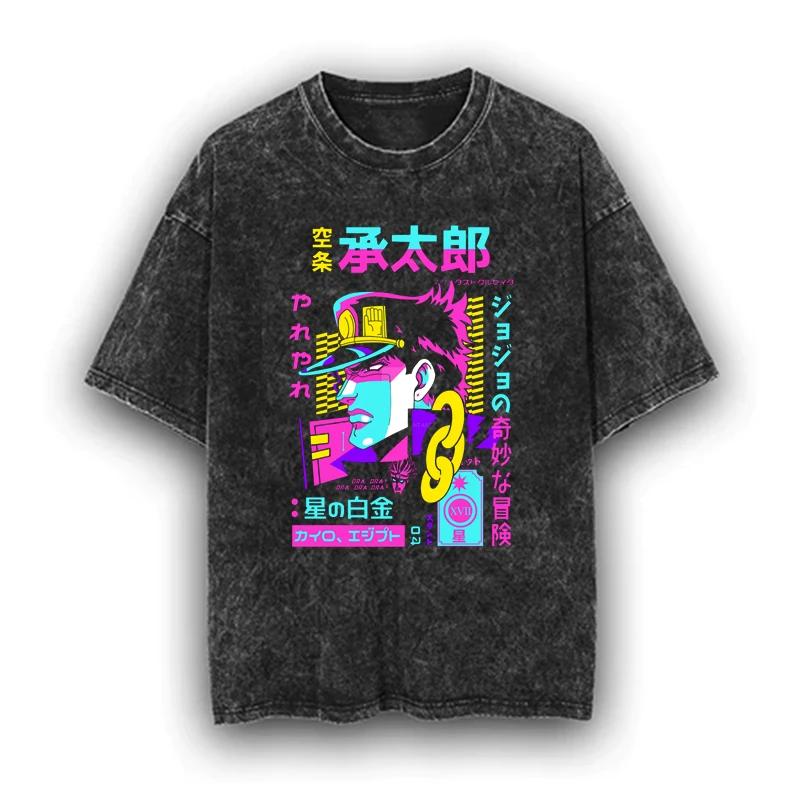 Anime JOJO Bizarre Adventure Strategy Pattern Print Tshirt Men Women Casual Loose Harajuku Short Sleeve Round Neck Top Tee