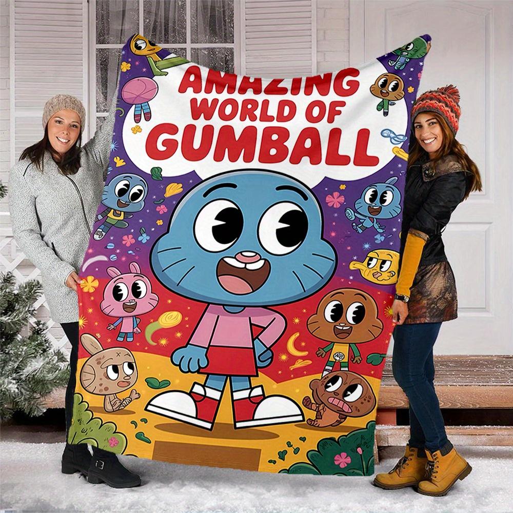 1pc Gumball, Amazing World, Cartoon Network Digital Printed Flannel Blanket, Super Soft Plush Fleece Bed Cover, Multipurpose Four Season Bla