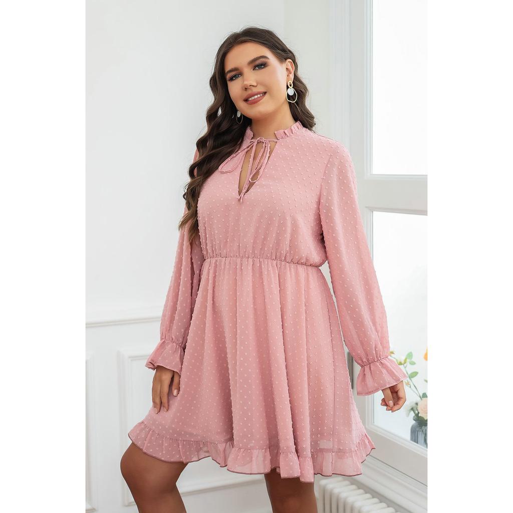 Kjole med volanger og vide lange ermer, V-hals for kvinner, blomsterprint, høy midje, sommerlig kort kjole, arbeid, ferie, festkjole, pustende lett kjole