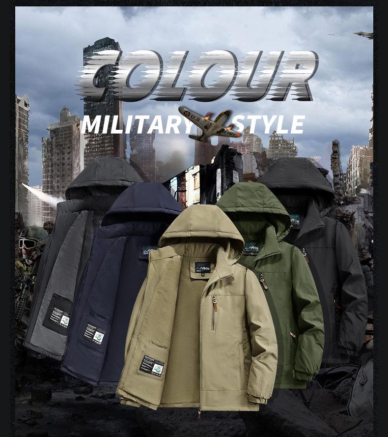 Herren Herbst- und Winter-Winddichte Wasserdichte Bergsteigerjacke - Hohe Dichte, Verdickt, Mit Samt, Outdoor Lässig.