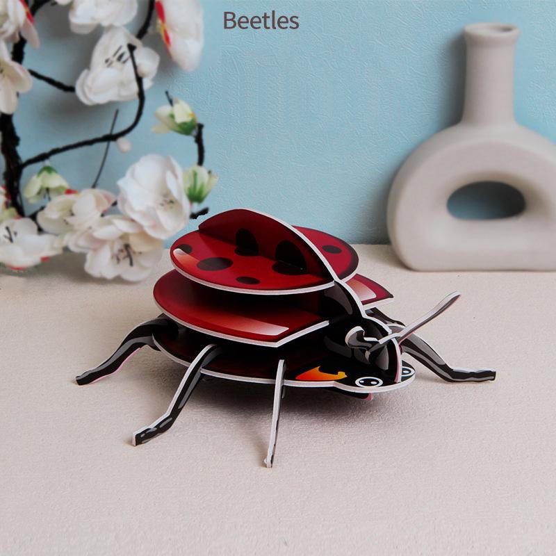 Tarjetas de Papel Hechas a Mano DIY para Niños Rompecabezas 3D Insectos de Dibujos Animados Reconocimiento Mariposa Abeja Juguetes de Aprendizaje Temprano
