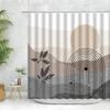 Unframed Abstract Neutral Leaves Simple Bathroom Shower Curtain Mid Century Sun Minimalist Modern Polyester Fabric Decor Bathroo