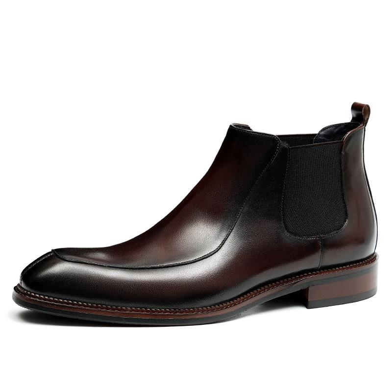 [VIP Exclusive] Men's Black Genuine Leather Martin Boots - Pointed Toe, British Style, Business Casual, High Top Winter Boots