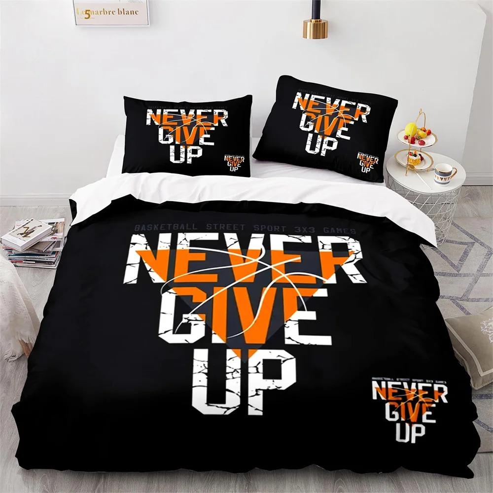 Never Give Up Theme Comforter Cover Kit White Cloud Pattern Style King Dimension Queen Dimension Size Comforter Cover Polyester Quilt Cover for Kids