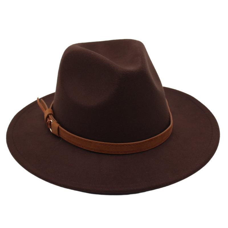 Top Hat Belt Buckle Model Jazz Hat Men'S And Women'S Concave Felt Hat Woolen Hat Fedora Hat