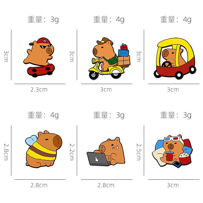 Kapibara Brooch Cute Cartoon Anime Capybara Badge Personalized Backpack Men's and Women's Accessories Decorations Pin Buckle