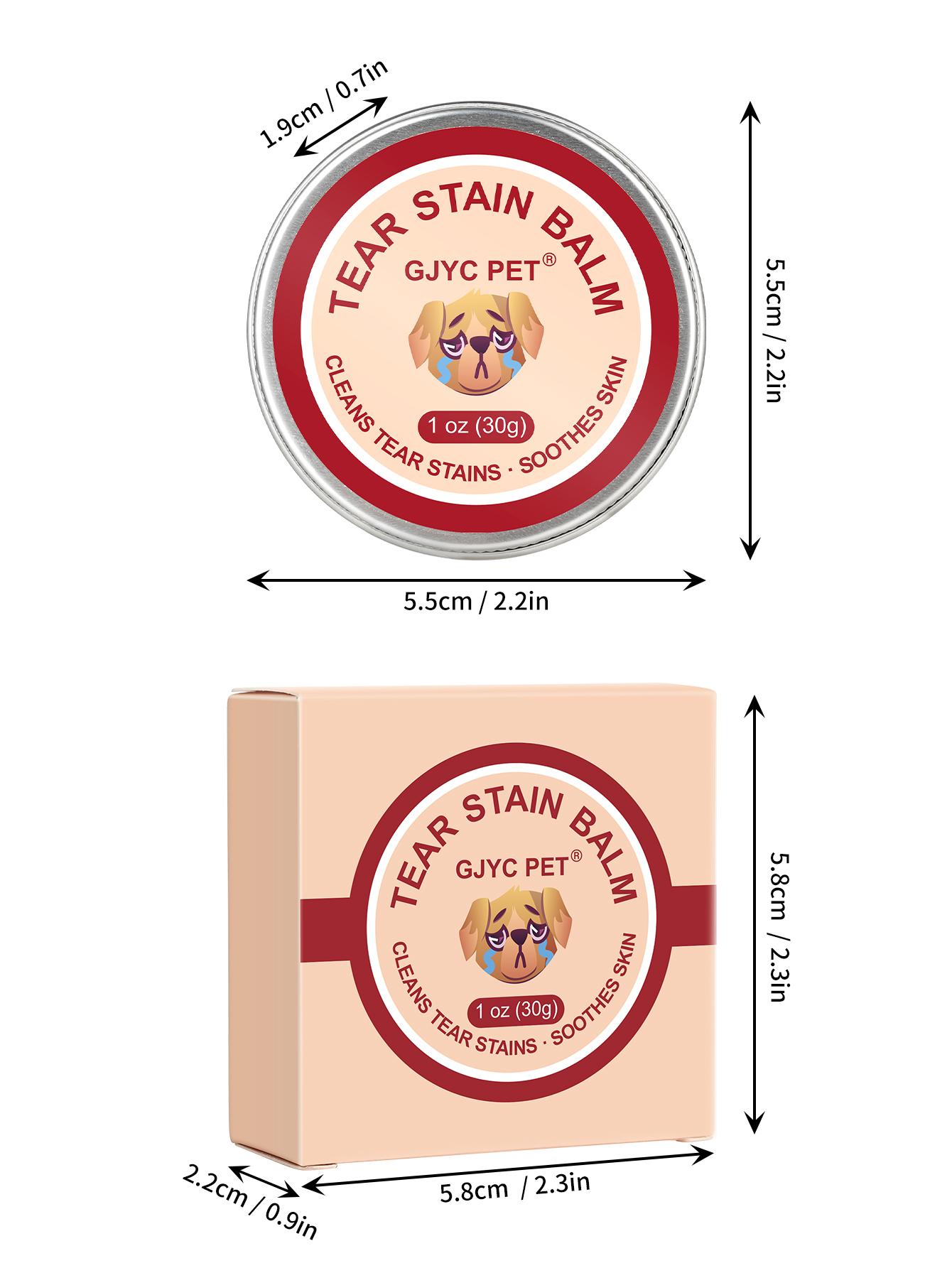 Pet Tear Stain Remover Balm + Brush - Natural Gentle Non-Irritating, Reduces Marks Prevents Pigmentation Keep Dry for Cats Dogs