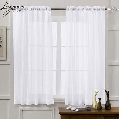 Moderne weiße Tüll-Fenstervorhänge für Wohnzimmer, kurzer Leinenvorhang für Küche, Schlafzimmer, durchsichtige Voile-Vorhänge, Blind-Pavillon-Dekor