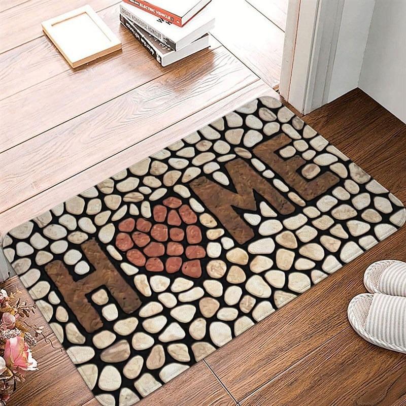 Welcome Mat Geometric Cobblestone Printed Bedroom Kitchen Balcony Area Rug Soft Anti-Slip Living Room Carpet Home Decoration