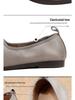 2025 Autumn Women's Retro Genuine Leather Square Toe Slip-On Ballet Flats