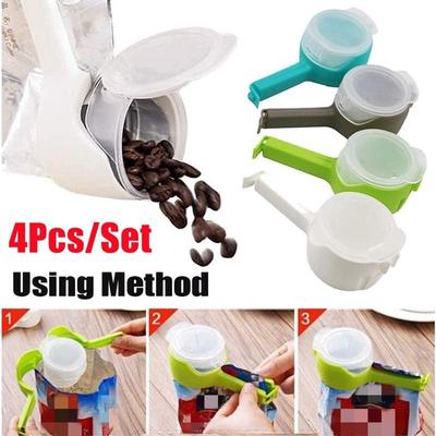 4 ks/sada tesnenie Pour Skladovanie potravín Snack Bag Tesniaca svorka Udržiavanie čerstvosti Tesnenie Svorka Food Saver Kuchynské pomôcky