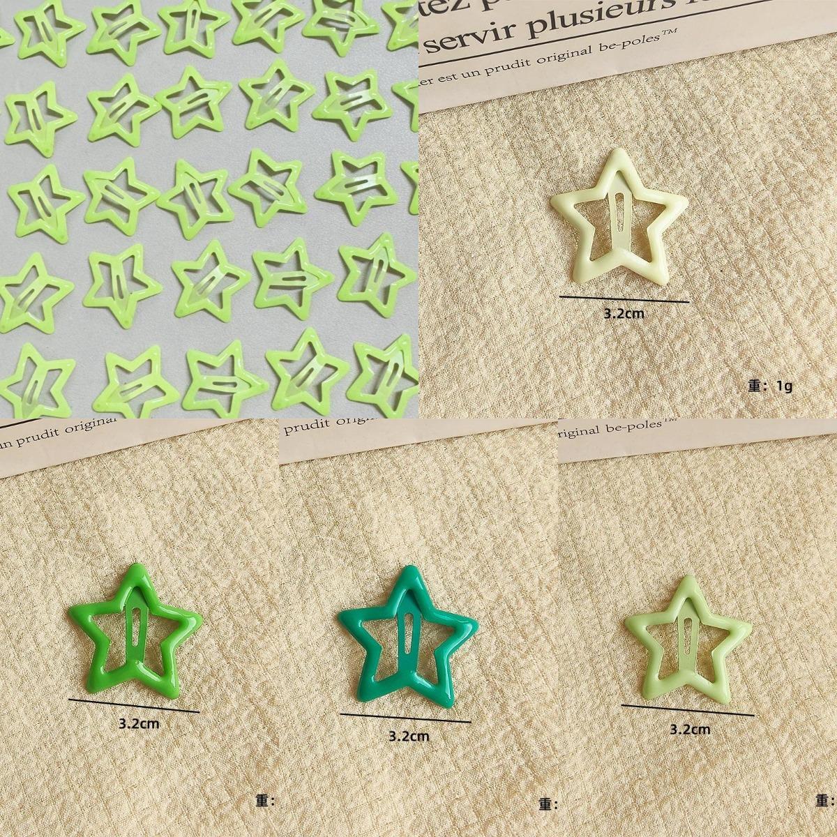 

10pc Cute Kids Hair Clips Set Star Shape Plastic Hairpins Children Hair Accessories 13 16 54 17 18 Sizes Each 2pcs One Size зелёный
