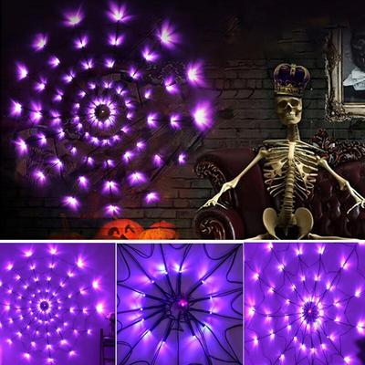 Halloween Lila Spinnennetz LED Lichterkette