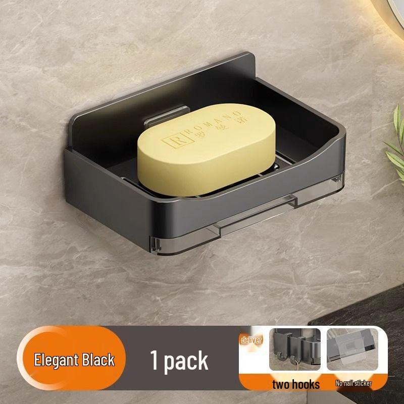 Wall-Mounted Double-Layer Soap Dish with Drainage – Punch-Free Bathroom Rack