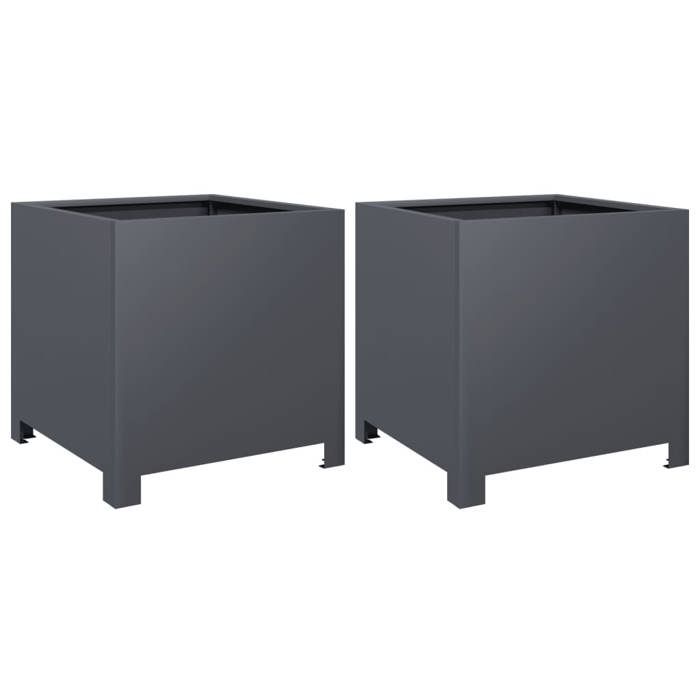 VidaXL Jardinières 2 pcs anthracite 40x40x40 cm acier, planteur, jardinière de patio, bac à fleurs, jardinière d'extérieur, 851204