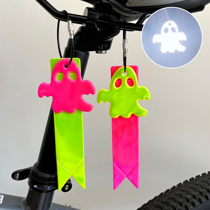 Geister Reflektierender Warnanhänger Reittasche Reflektierende Dekoplatte Sicherheitswarnung Geister Halloween Anhänger Kette Schlüsselanhänger