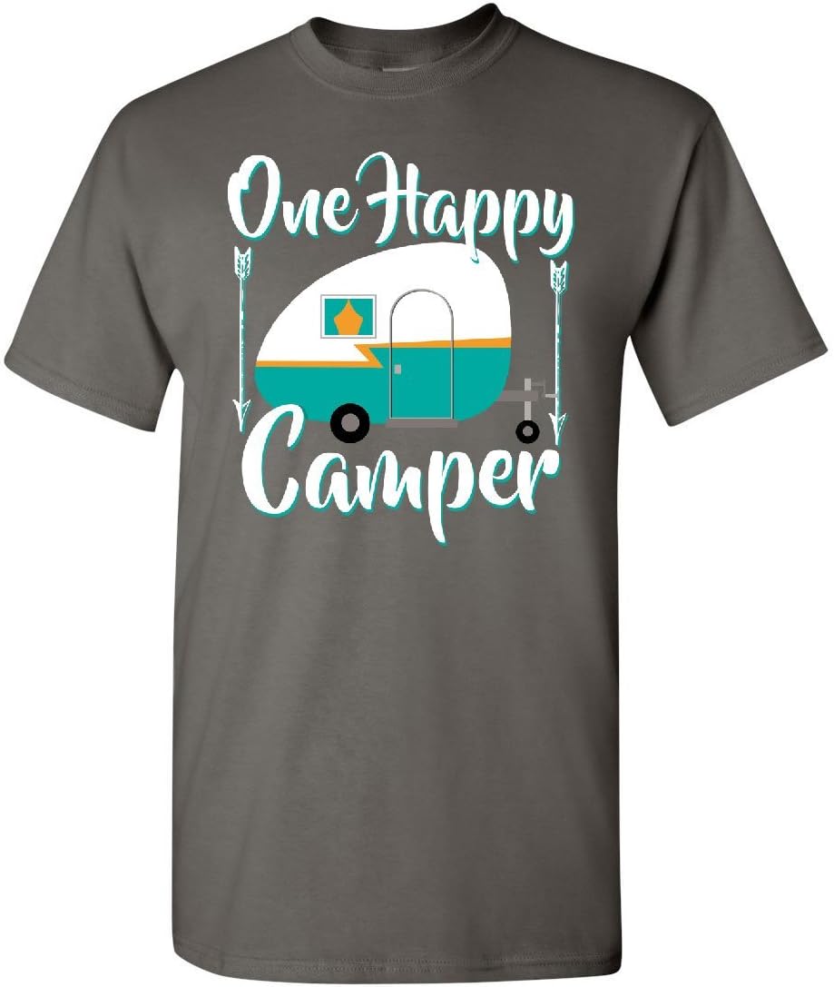 

One Happy Camper T-Shirt Camping Roadtrip RV Trailer Mens Tee Shirt S разноцветный