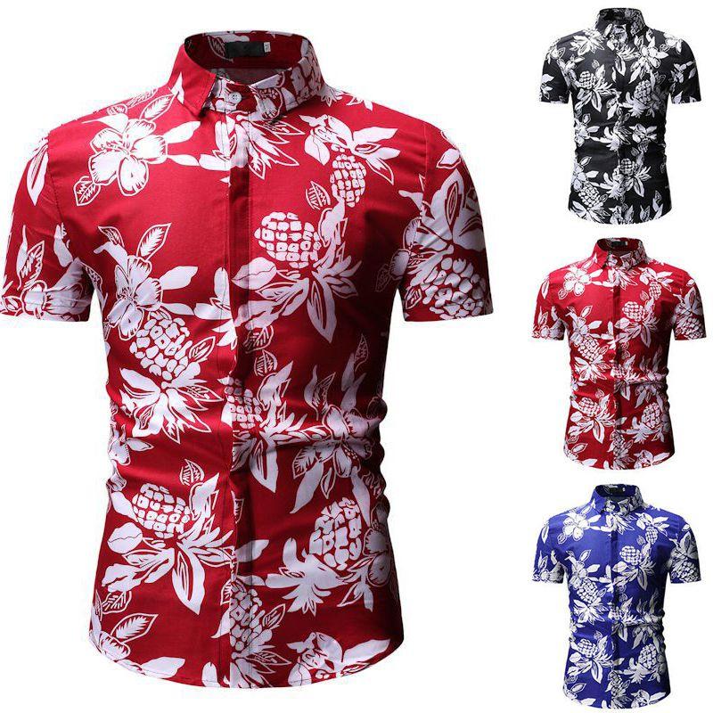 Mens Hawaii Floral Casual Shirt Short Sleeve Luxury Slim Fit Dress Tops Shirts