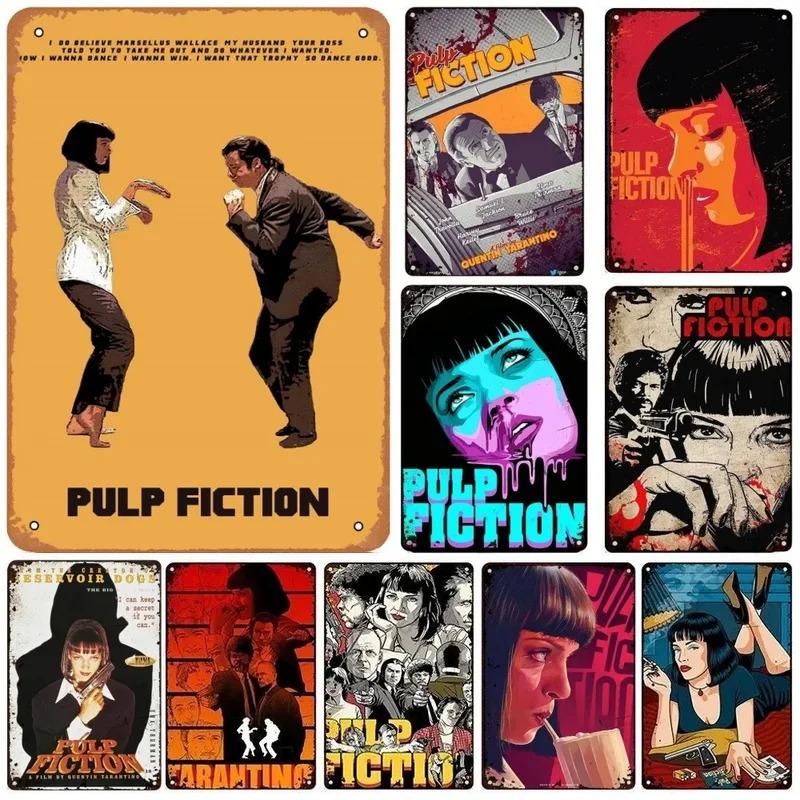 Metal Tin Sign Poster Pulp Fiction Film Metal Plaque Poster Decor for Bar Club Wall Decor Retro Home Bedroom Vintage Wall Pla