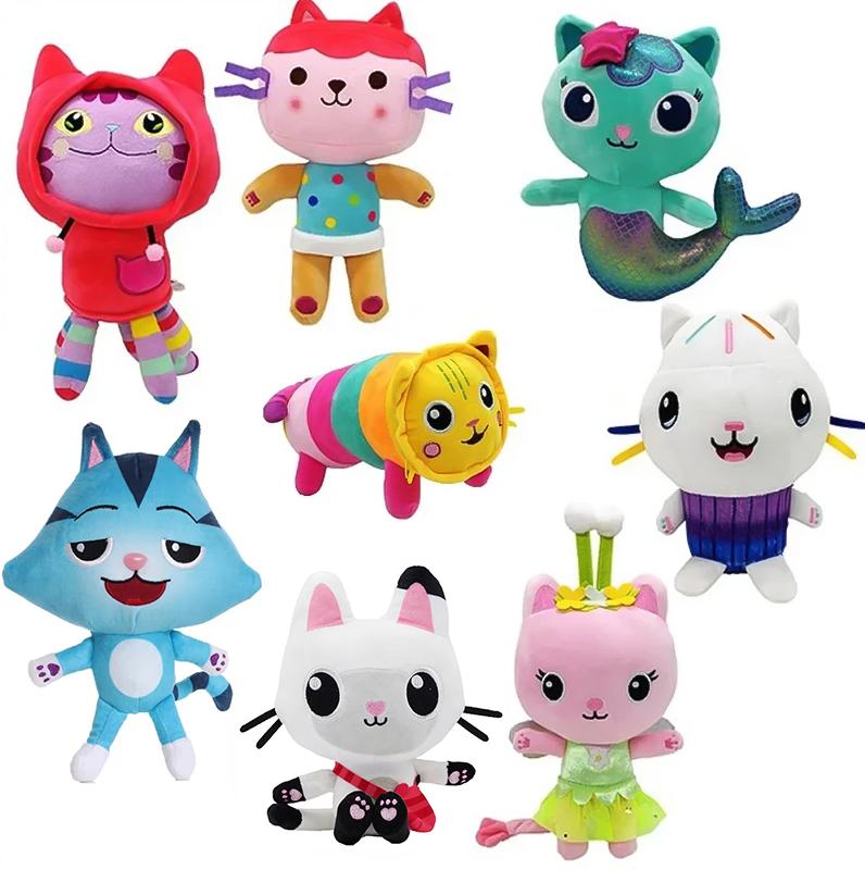 Domeček pro panenky Gabby Plyšová hračka Mercat Kreslená vycpaná zvířátka Usmívající se kočka Auto Kočka Objetí Panenky Gaby Girl Dárky k narozeninám