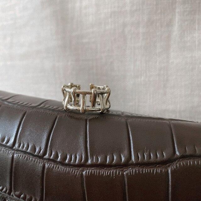 

Кольца из стерлингового серебра 925 пробы с полостью неправильной формы для женщин и мужчин, геометрические французские золотые кольца для пальцев, регулируемые Resizable